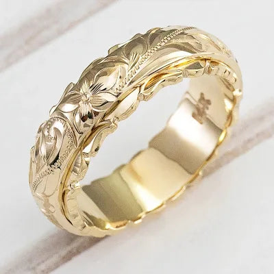Yellow Gold Rose Flower Ring